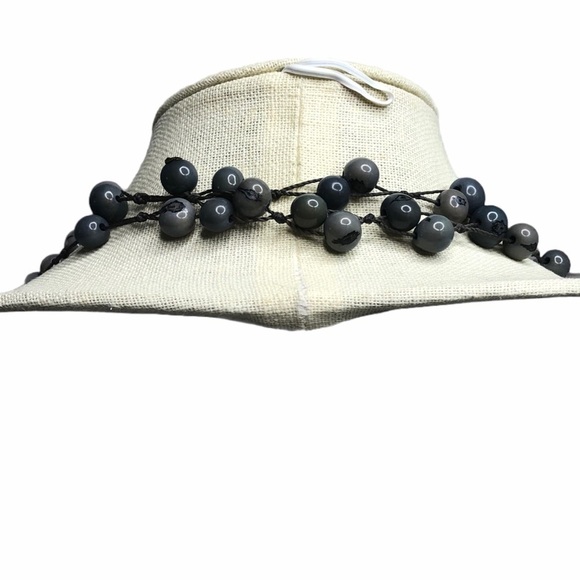 Artisan Offset Threaded Grey Bead Necklace - Picture 4 of 9